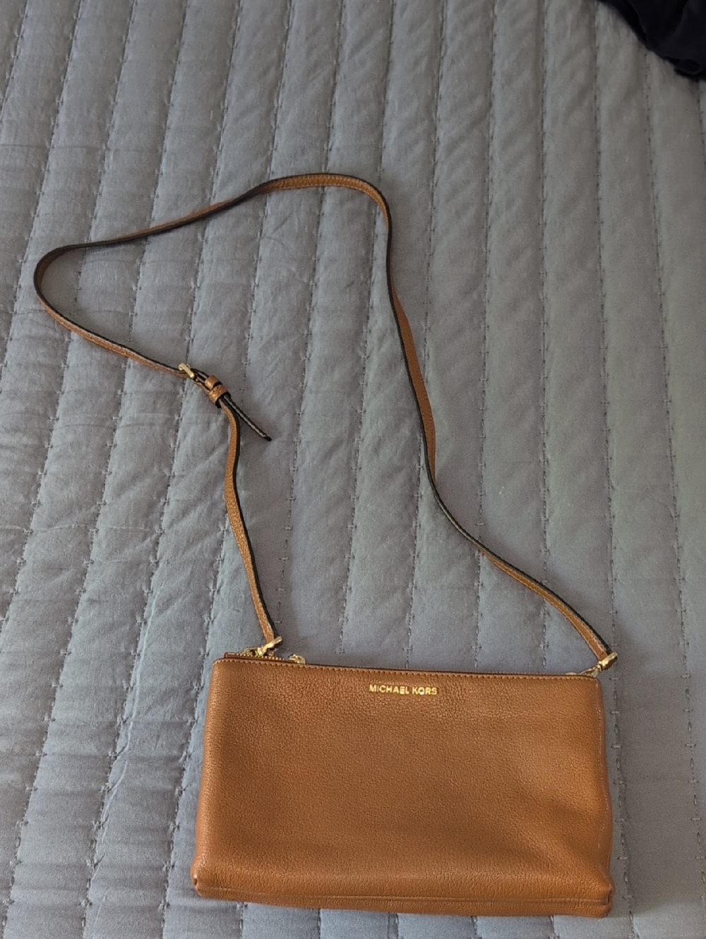 Michael Kors Cognac Leather Crossbody with Gold Hardware